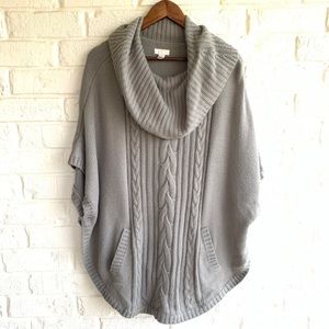 Charming Charlie Gray Knit Poncho Sweater Pullover